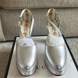 Sliver Gucci Platform heels